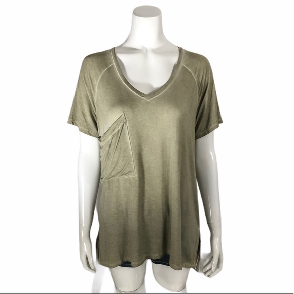 Olive V-Neck T-Shirt - Picture 1 of 5